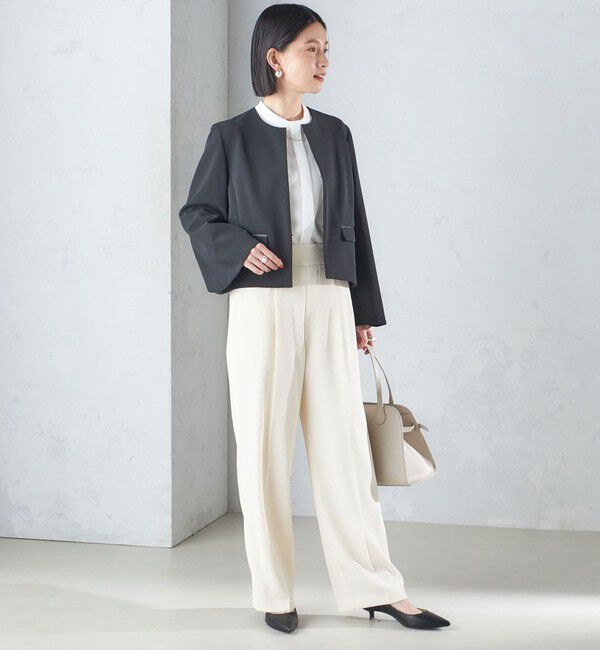 SHIPS for women「〈手洗い可能〉ブラック フォーマル フレア スリーブ ジャケット ◇」|ノーカラージャケット|