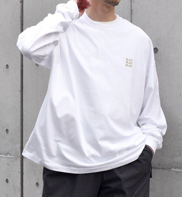 SHIPS any「【WEB限定】SHIPS any: BLAH BLAH BLAH.ワンポイント 刺繍 ルーズ Tシャツ (ロンT)◇」|Tシャツ・カットソー|