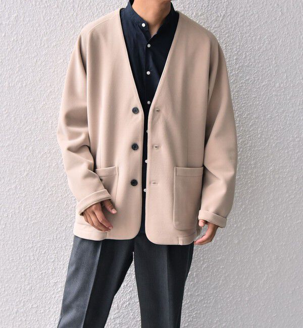 SHIPS any「SHIPS any: 〈洗濯機可能〉ソフトダンボール ウォーム ノーカラー リラックス ジャケット◇」|ノーカラージャケット|ベージュ