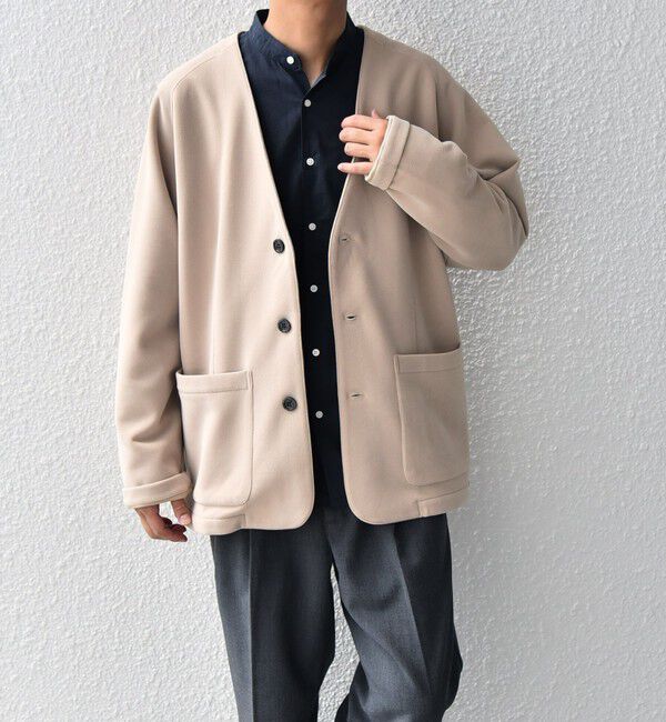 SHIPS any「SHIPS any: 〈洗濯機可能〉ソフトダンボール ウォーム ノーカラー リラックス ジャケット◇」|ノーカラージャケット|