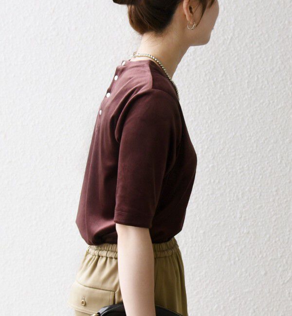 SHIPS any「SHIPS any:〈洗濯機可能〉ポリエステル ベロア ハーフスリーブ コンパクト TEE」|Tシャツ・カットソー|