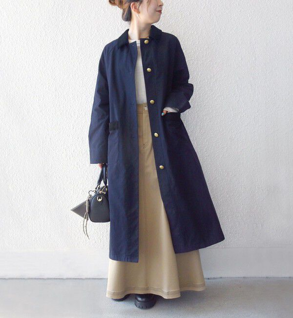 SHIPS any「SHIPS any: ステンカラー Aライン ロング コート」|ステンカラーコート|ネイビー