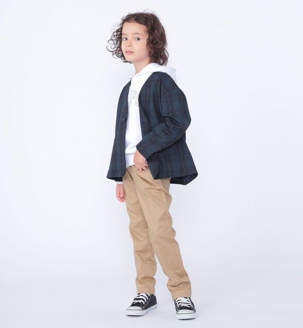 SHIPS KIDS「SHIPS KIDS:100～130cm /セレモニー チェック ノーカラー ジャケット」|ノーカラージャケット|