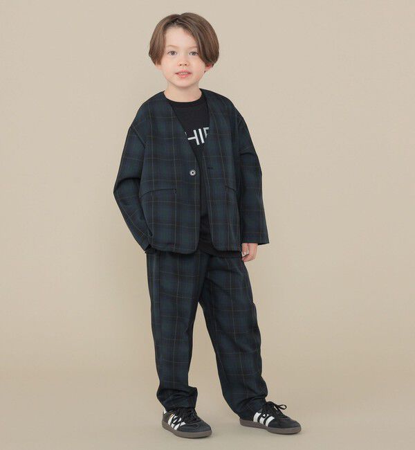 SHIPS KIDS「SHIPS KIDS:100～130cm /セレモニー チェック ノーカラー ジャケット」|ノーカラージャケット|