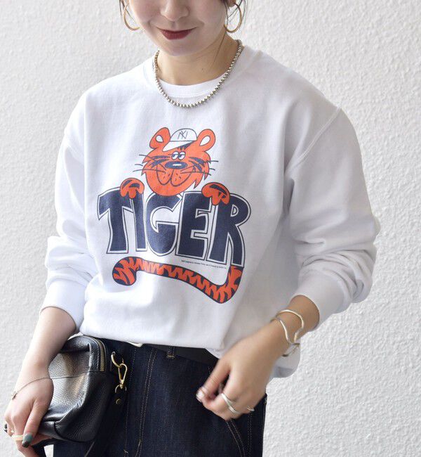 SHIPS any「The BOOK STORE:〈洗濯機可能〉タイガー プリント 裏起毛 スウェット」|スウェット・ジャージ|ホワイト