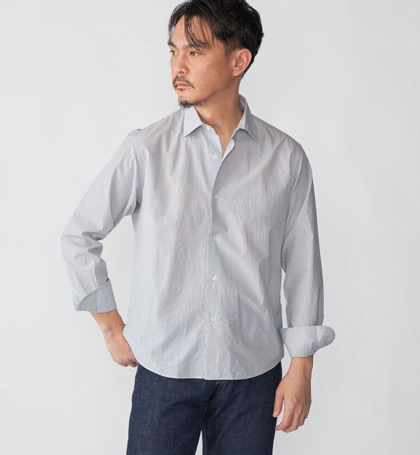 SHIPS「SHIPS: スムース テックス ワイドカラー シャツ」|シャツ・ブラウス|トップグレー