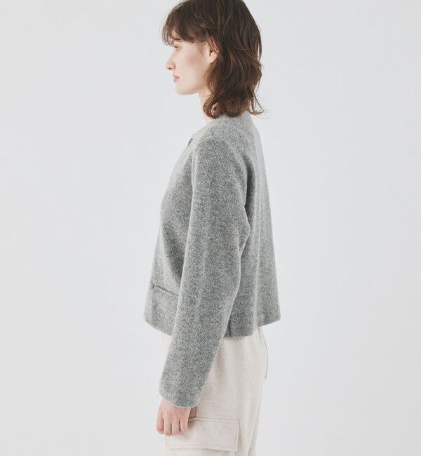 GALERIE VIE「ファインブークレー クルーネックジャケット」|ノーカラージャケット|
