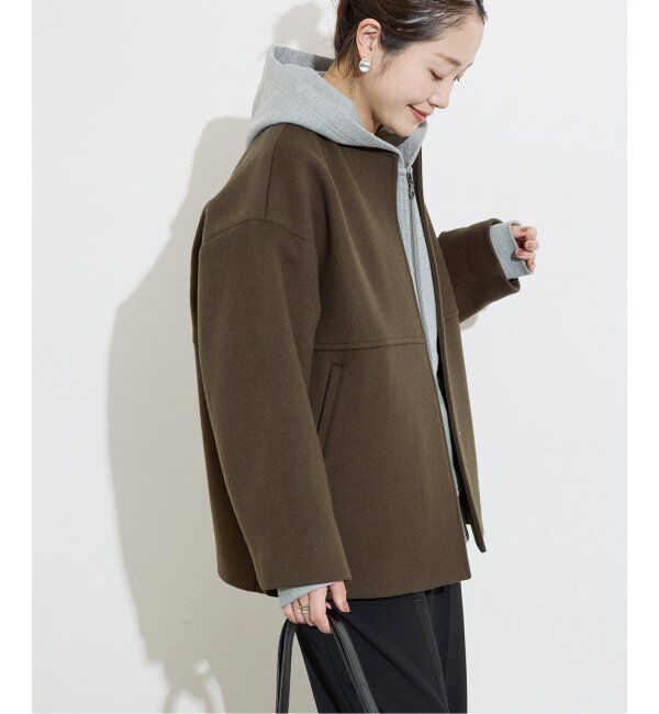 JOURNAL STANDARD「スーパー140ビーバーノーカラーショートコート」|ノーカラーコート|