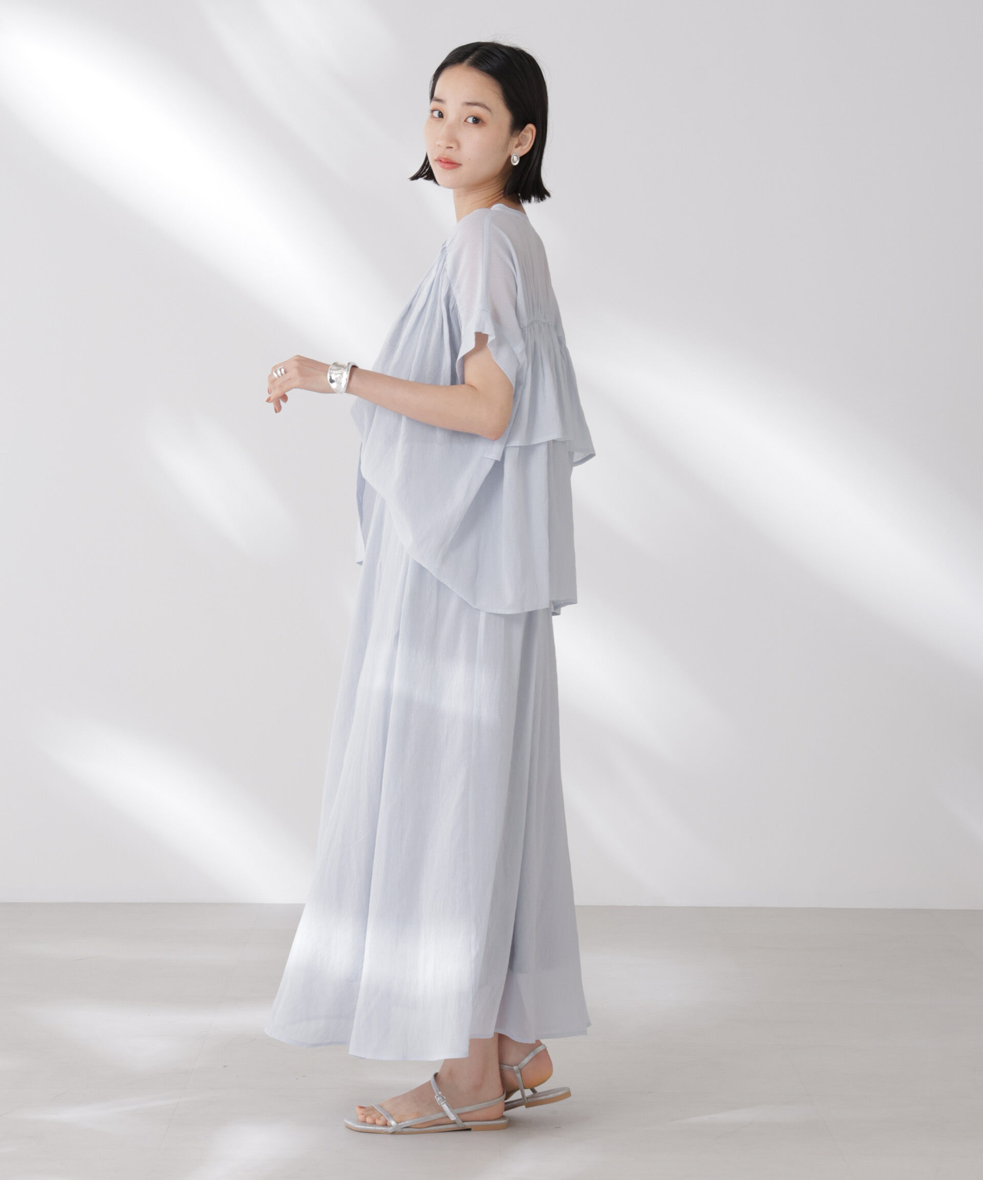 nano･universe「ウエストゴムギャザーシアースカート（セットアップ可）」|スカート|