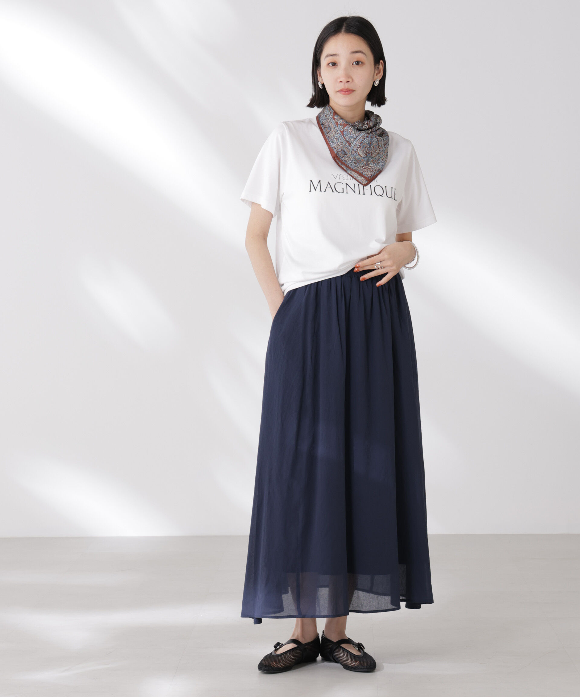 nano･universe「ウエストゴムギャザーシアースカート（セットアップ可）」|スカート|