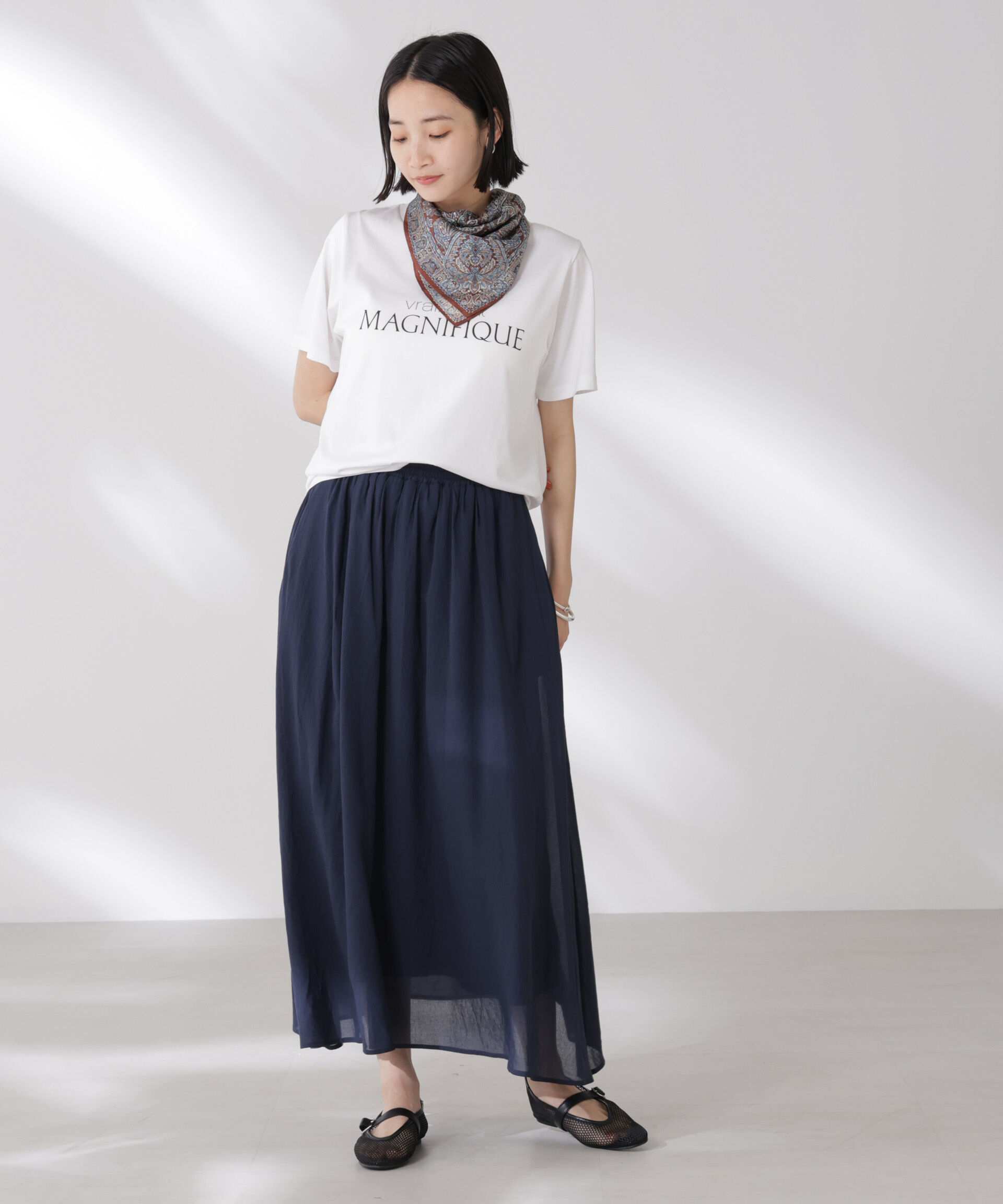 nano･universe「ウエストゴムギャザーシアースカート（セットアップ可）」|スカート|