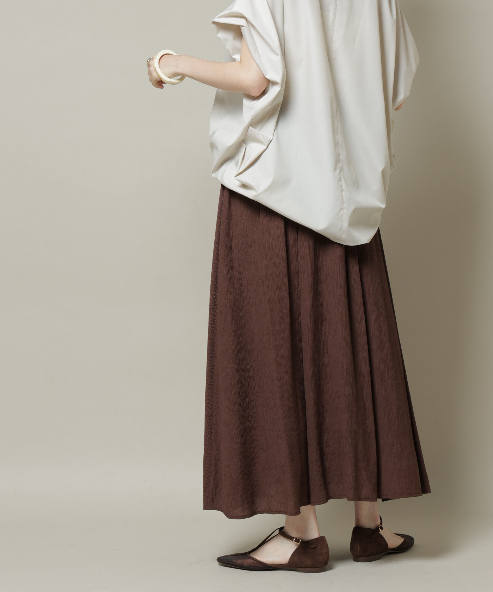 nano･universe「楊柳タックフレアスカート」|スカート|