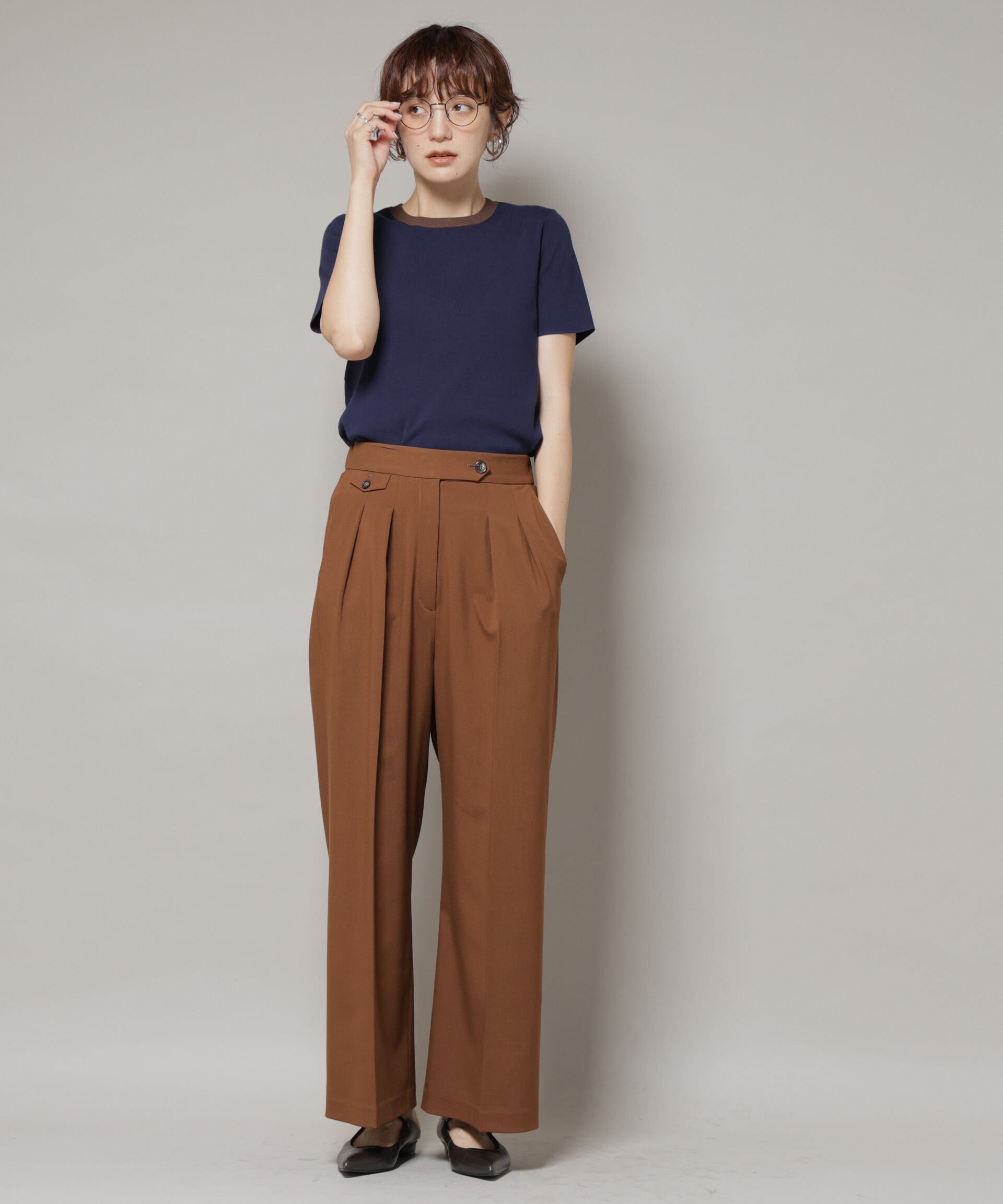 nano･universe「ドライウェザーストレッチ2タックワイドパンツ(セットアップ可)」|チノ|