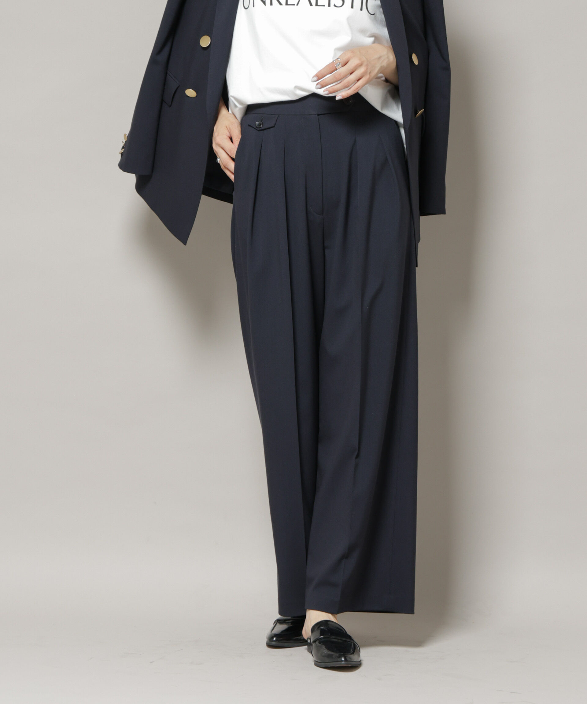 nano･universe「ドライウェザーストレッチ2タックワイドパンツ(セットアップ可)」|チノ|