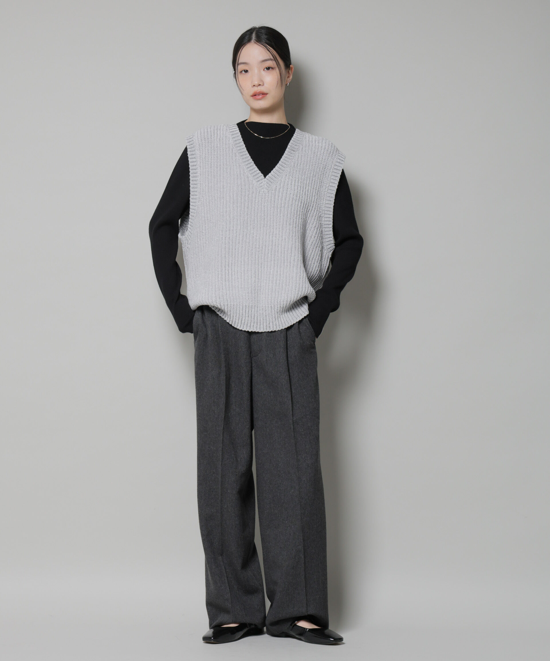 nano･universe「ツイードワンタックパンツ」|チノ|