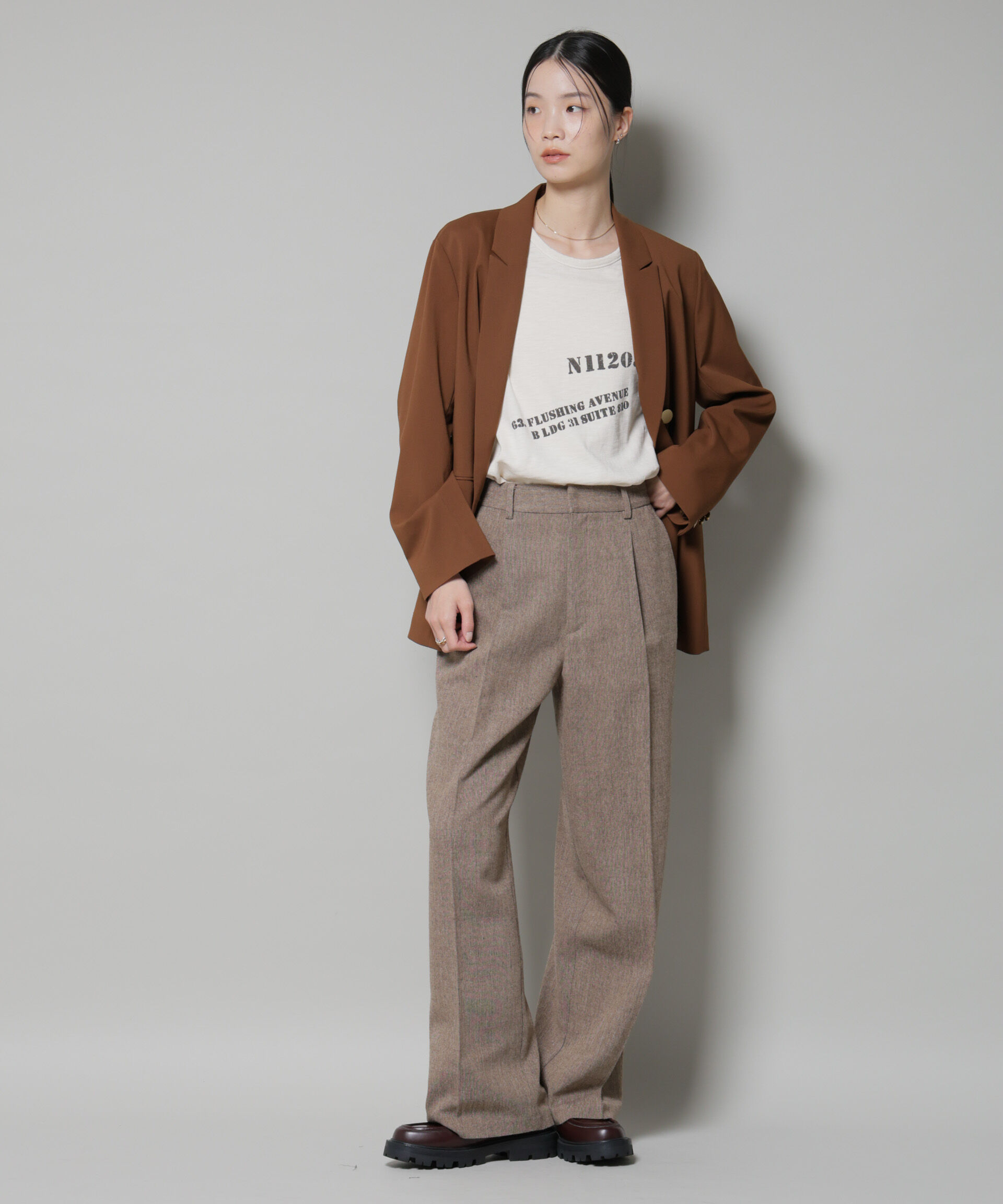 nano･universe「ツイードワンタックパンツ」|チノ|