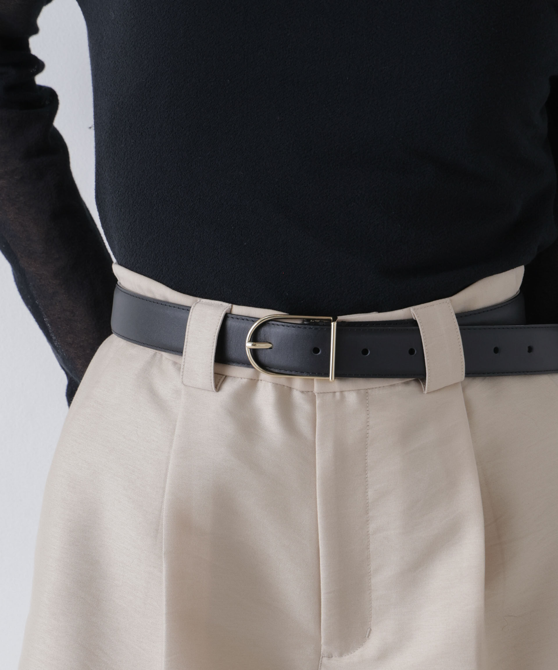 nano･universe「JAMIRAY/LEATHER DRESS BELT」|ベルト|ブラック