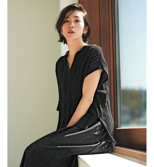 自由区「【カタログ掲載・セットアップ対応・洗える】シアーコイルプルオーバー ニット」|ニット・セーター|ブラック