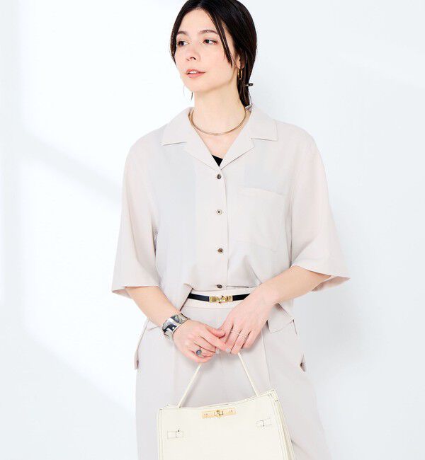 NOLLEY'S sophi「《セットアップ対応》ウォッシャブルエアリージョーゼットショートシャツ」|シャツ・ブラウス|ベージュ