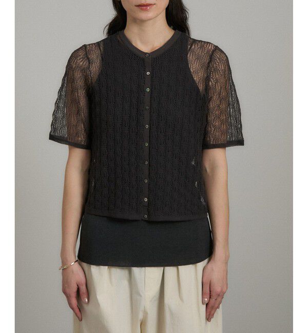 SALON adam et rope'「シアーレースハーフスリーブ2WAYカーディガン」|カーディガン|