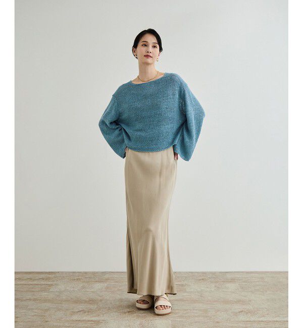 ROPE「【洗える】スラブリネン ボートネックプルオーバー」|ニット・セーター|