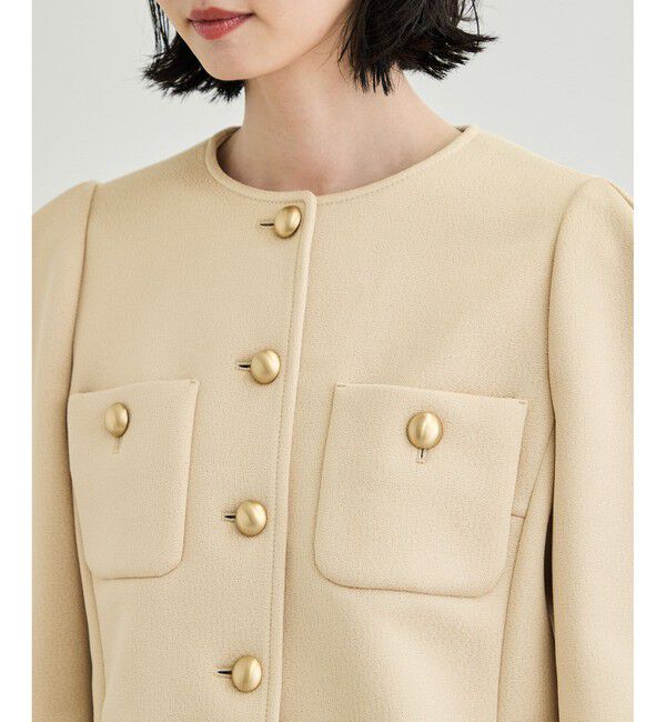 ROPE「金ボタンニットジャケット」|ノーカラージャケット|