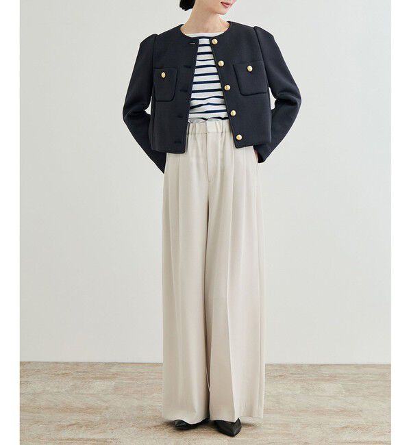 ROPE「金ボタンニットジャケット」|ノーカラージャケット|