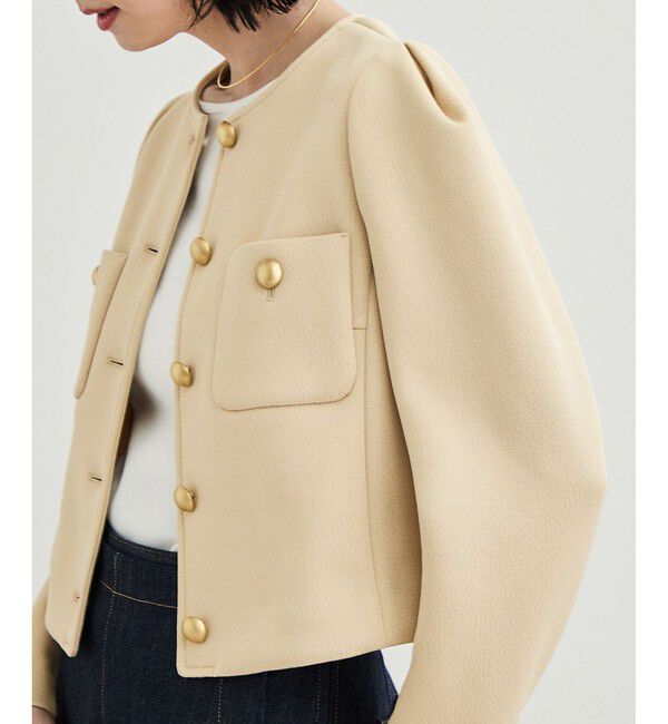 ROPE「金ボタンニットジャケット」|ノーカラージャケット|