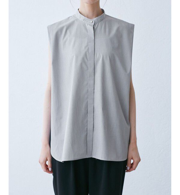 Rope&rsquo;Picnic「【UVカット・接触冷感・イージーケア】バンドカラーノースリーブシャツ/通勤対応」|シャツ・ブラウス|