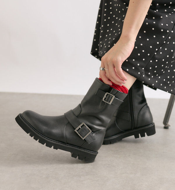  「【R.good(アールドットグッド)】エンジニアブーツ」|ショートブーツ|ブラック