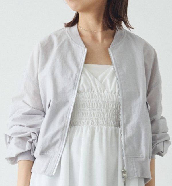  「【PUFRILL/パフリル】袖ギャザーブルゾン」|ベスト・ジレ|グレー