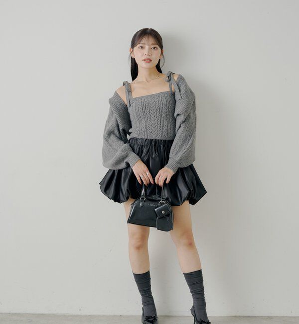  「ケーブルリボンキャミ+ボレロセット」|ニット・セーター|