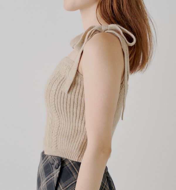  「ケーブルリボンキャミ+ボレロセット」|ニット・セーター|