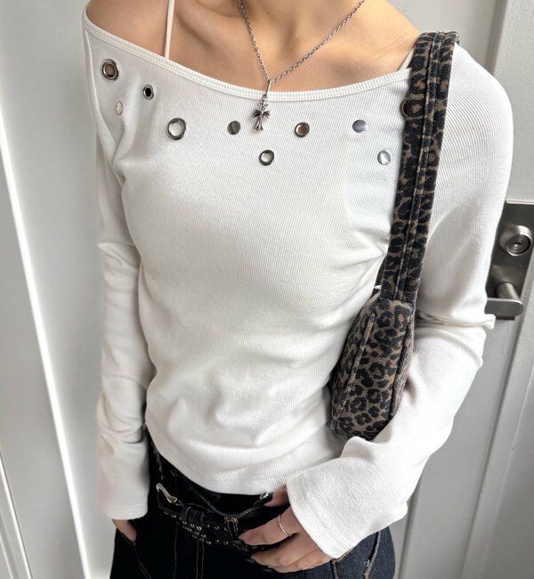  「アイレットオフショルトップス」|Tシャツ・カットソー|ホワイト