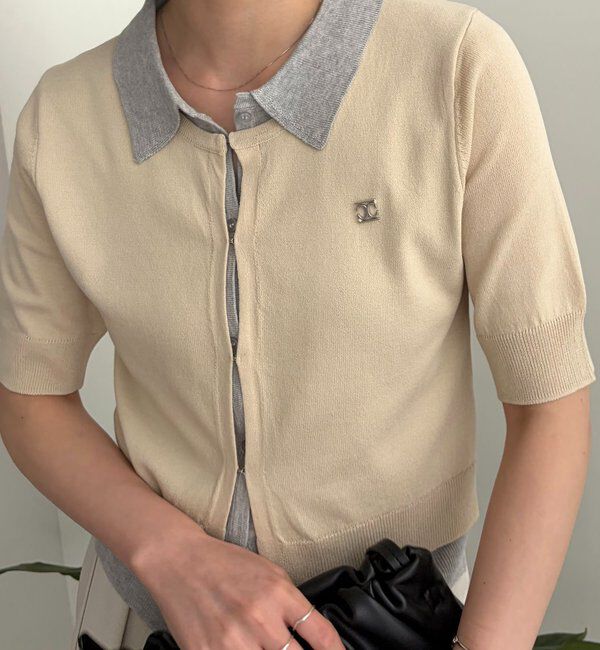  「半袖レイヤードポロニットカーディガン」|カーディガン|