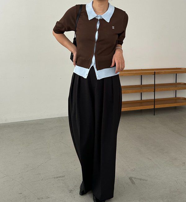  「半袖レイヤードポロニットカーディガン」|カーディガン|