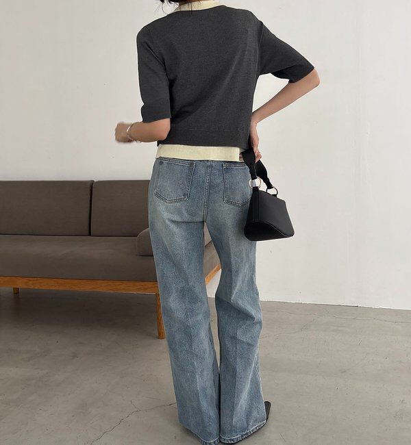  「半袖レイヤードポロニットカーディガン」|カーディガン|