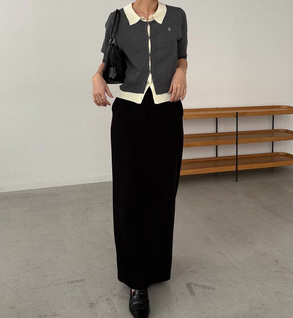  「半袖レイヤードポロニットカーディガン」|カーディガン|