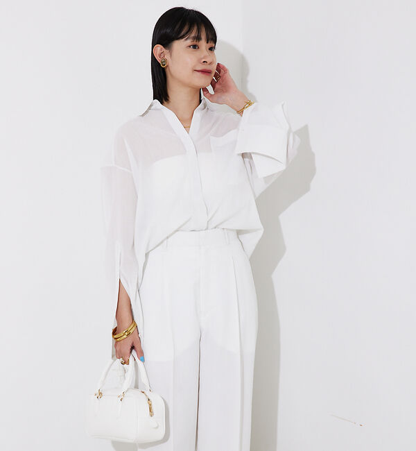 Rouge vif「【セットアップ対応】シアースリットスリーブボイルシャツ」|シャツ・ブラウス|