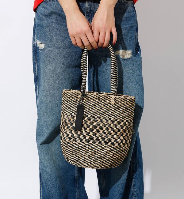 Rouge vif「【BAGMATI / バグマティ】アバカバスケット S / ワンハンドル かごバ」|かごバッグ|ブラック