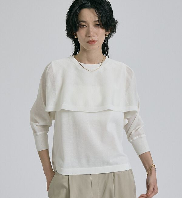 qualite「【ケープ&times;タンクの2WAY仕様】シアーケープニット」|シャツ・ブラウス|