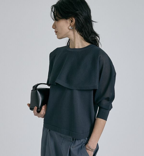 qualite「【ケープ&times;タンクの2WAY仕様】シアーケープニット」|シャツ・ブラウス|