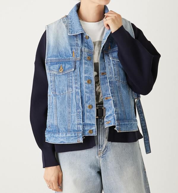 Soffitto「4WAYセットブルゾン」|デニムジャケット|ケミカルウォッシュ