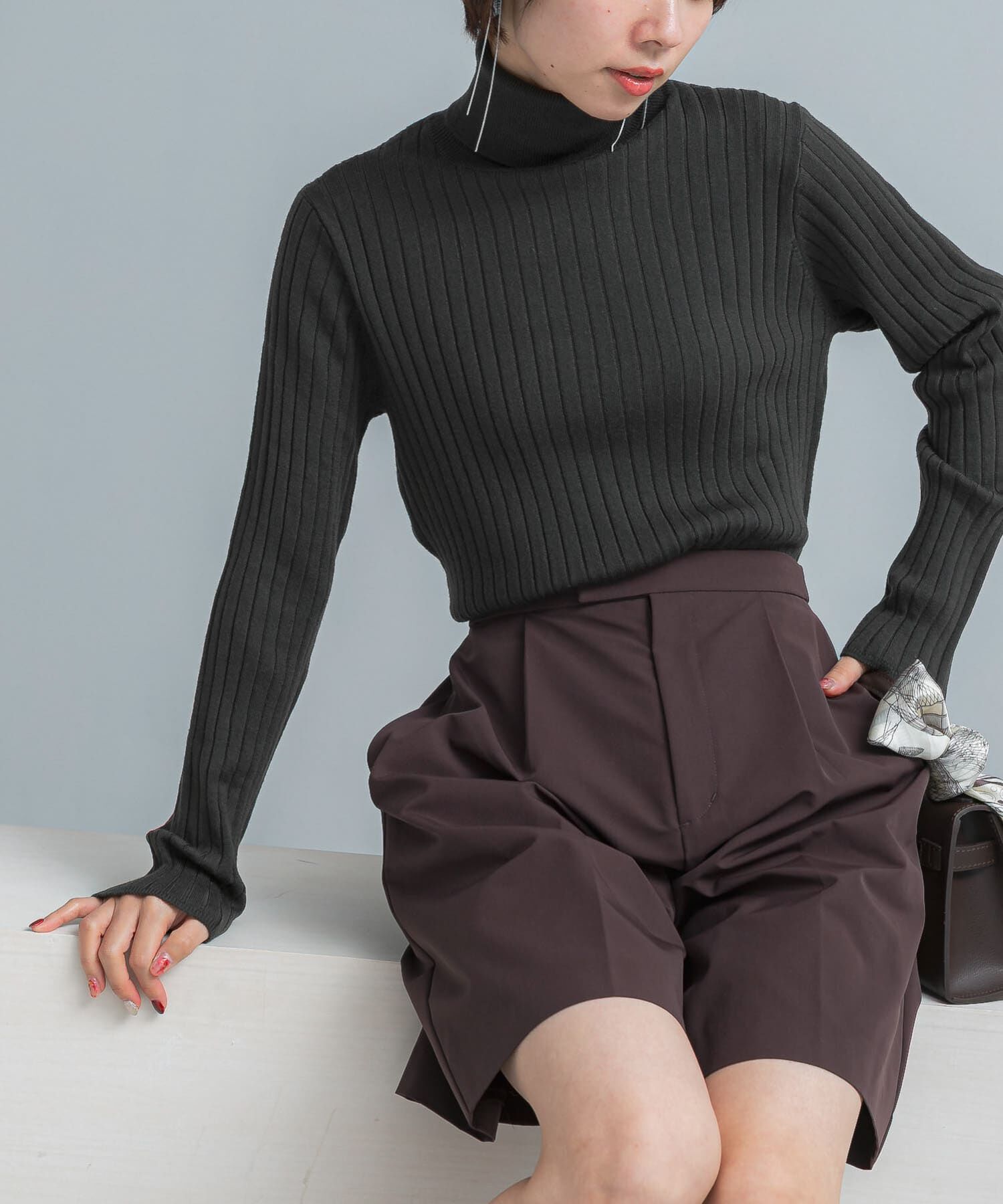 URBAN RESEARCH ROSSO「エクストラファインリブタートルニット」|ニット・セーター|オリーブ