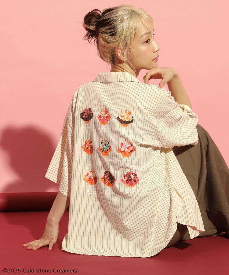 Green Parks「COLDSTONE/ストライプ開襟半袖シャツ」|シャツ・ブラウス|Cream