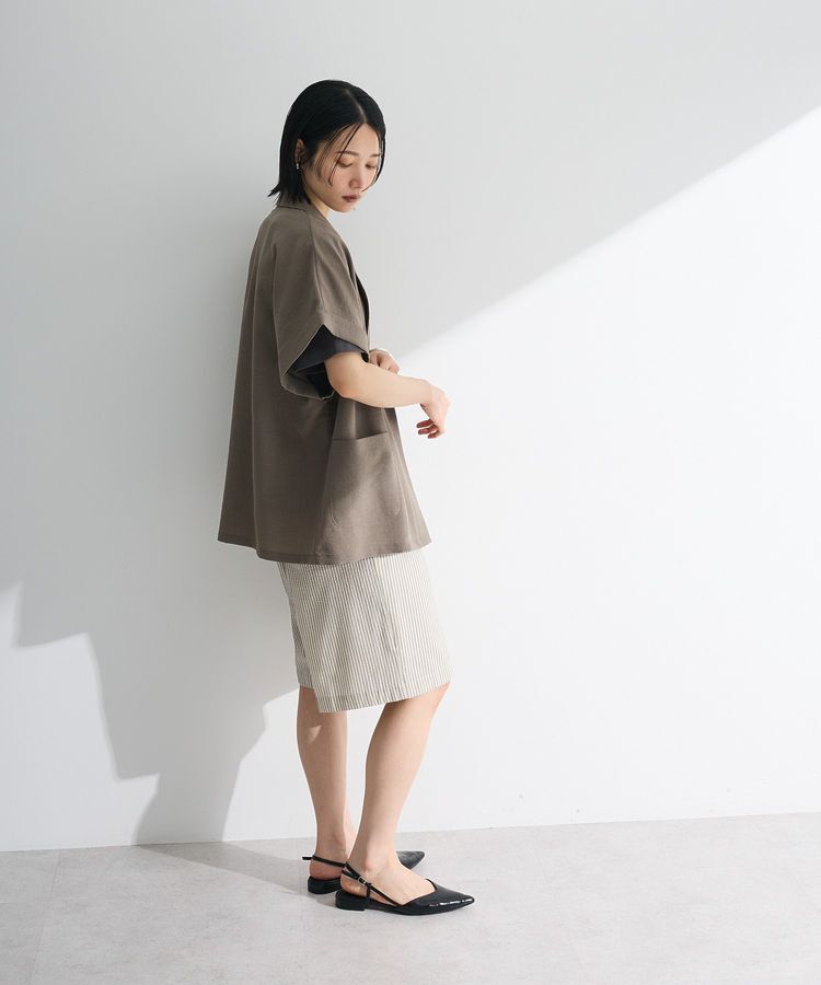 Green Parks「麻調フレンチスリーブジャケット」|テーラードジャケット|
