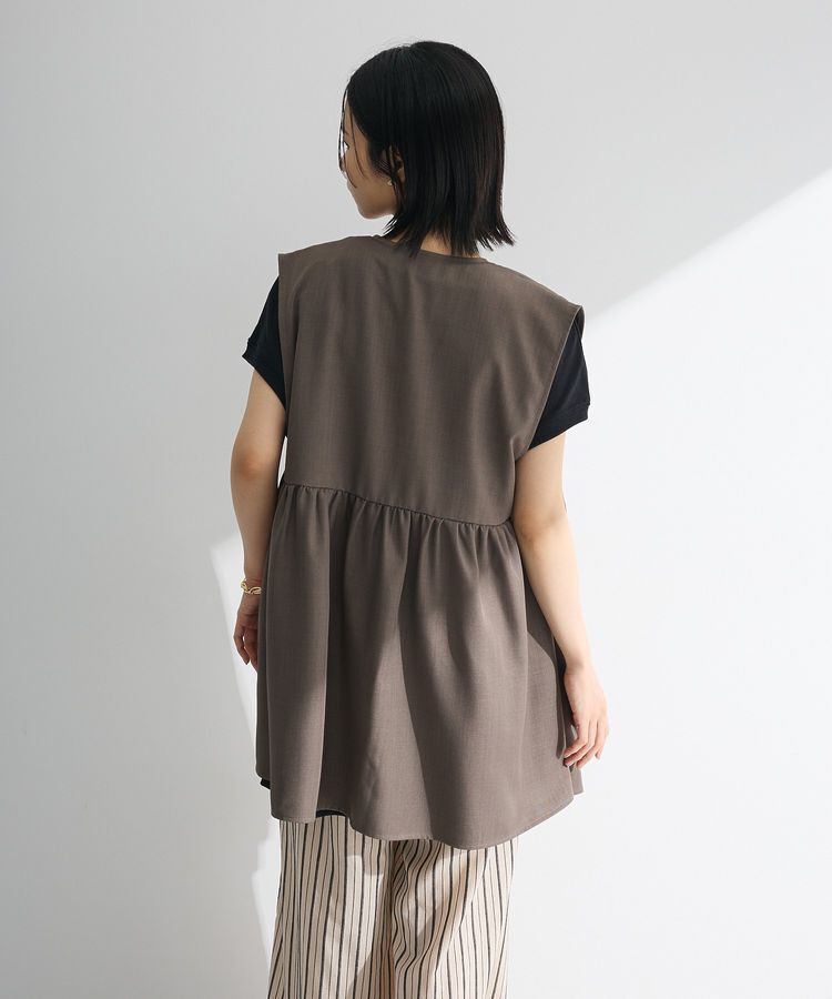 Green Parks「麻調ミディ丈ZIPベスト」|ベスト・ジレ|