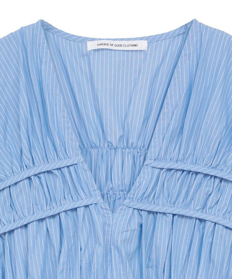 GARAGE OF GOOD CLOTHING「ストライプVネックギャザーブラウス」|シャツ・ブラウス|