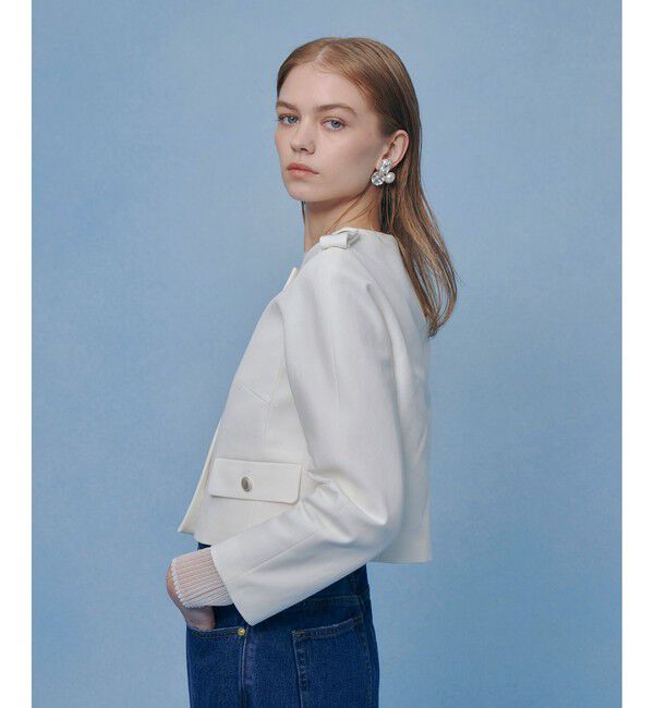 LOULOU WILLOUGHBY「【LOULOU WILLOUGHBY】コットンダブルクロスジャケット」|ノーカラージャケット|