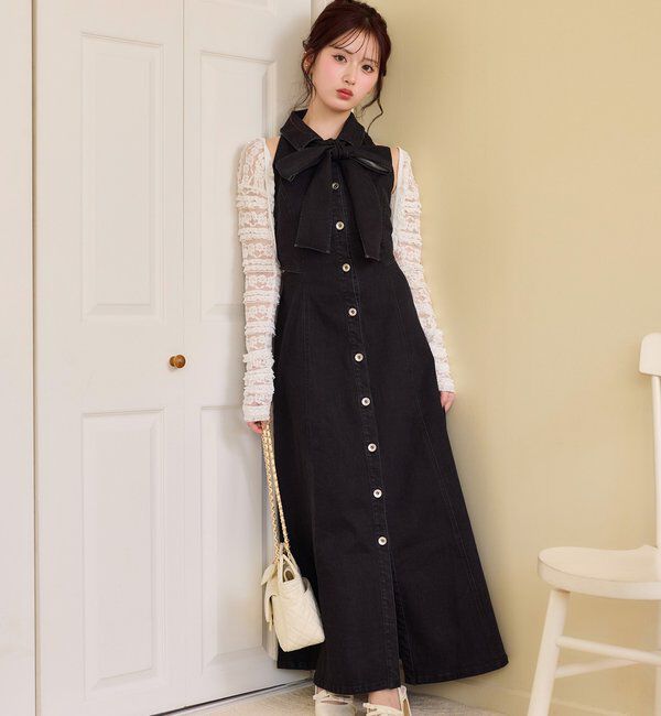  「【Denim Collection】ボレロセットサイドカットロングワンピ」|ワンピース|